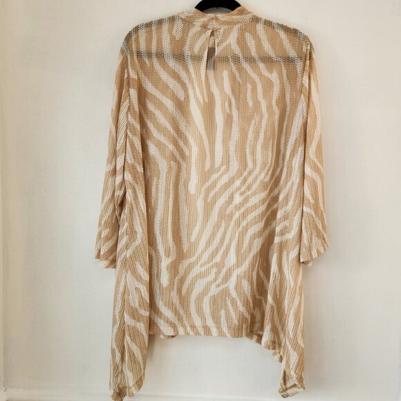 Chico's Travelers Cream Wheatmesh Cardigan Sweater Lightweight Women's XL - Picture 4 of 9